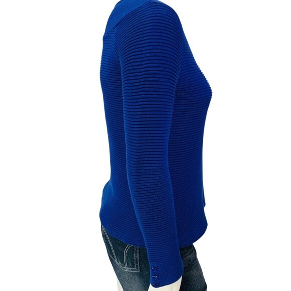 Talbots Womens Pullover Sweater Cable Knit Blue Button Detail Size M - Picture 7 of 12